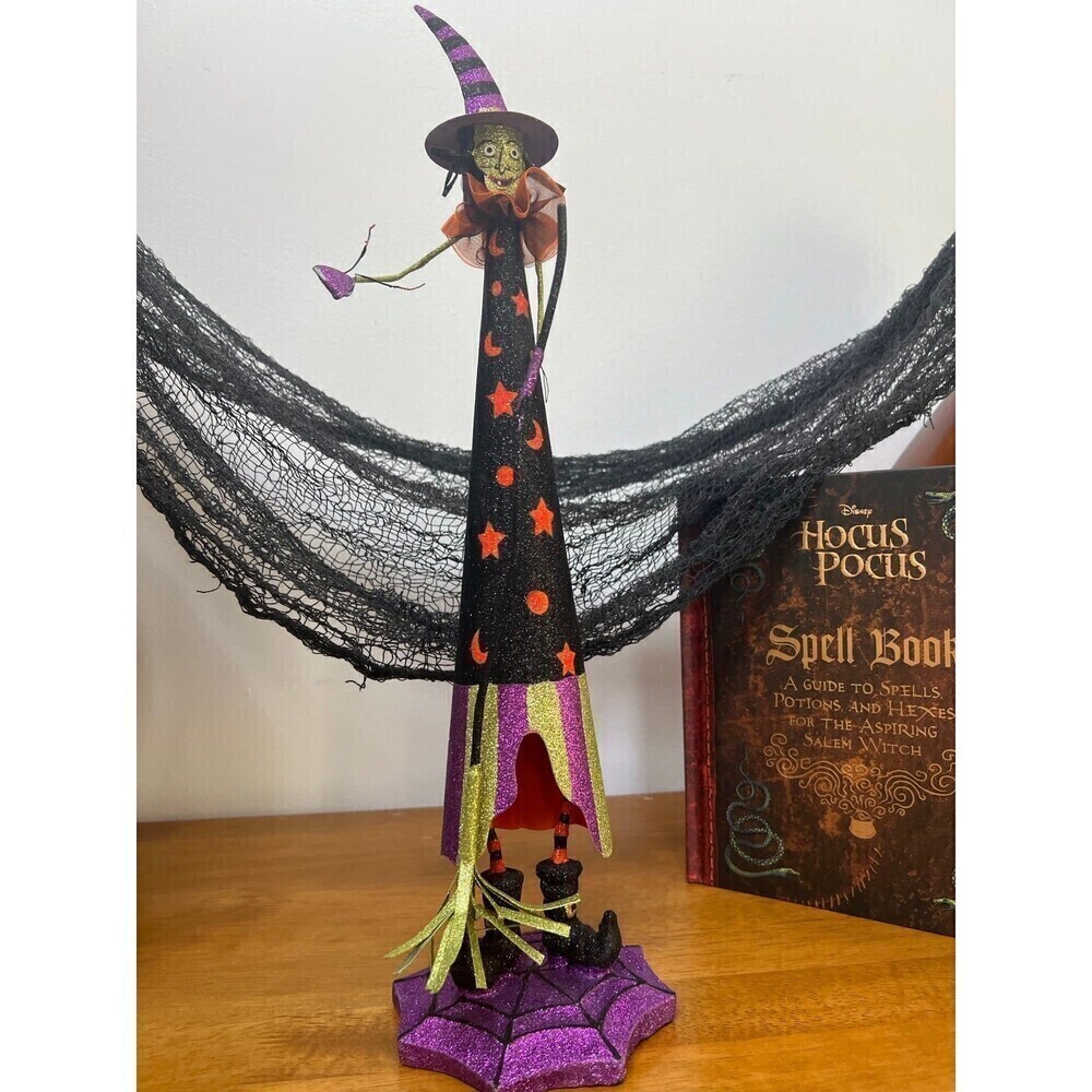 Tin Sparkle, 18” tall Metal Witch, Mantel Decor